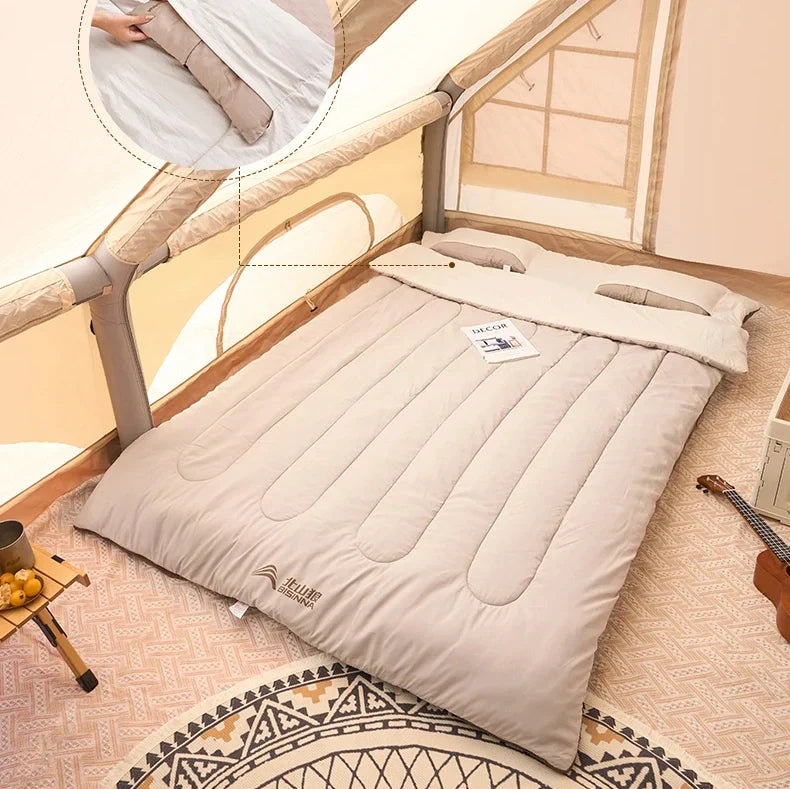Equipaje Montaña - Saco de dormir desmontable y aislante para 2 personas en gris