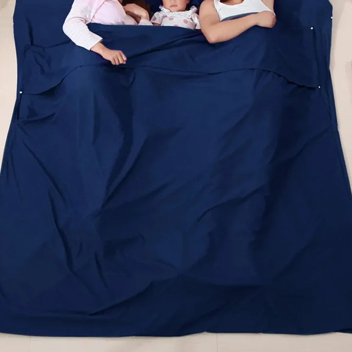 Equipaje Montaña - Saco de dormir para 2 personas en azul con gran abertura