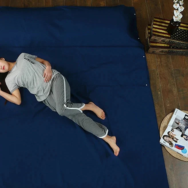 Equipaje Montaña - Saco de dormir para 2 personas en azul con gran abertura