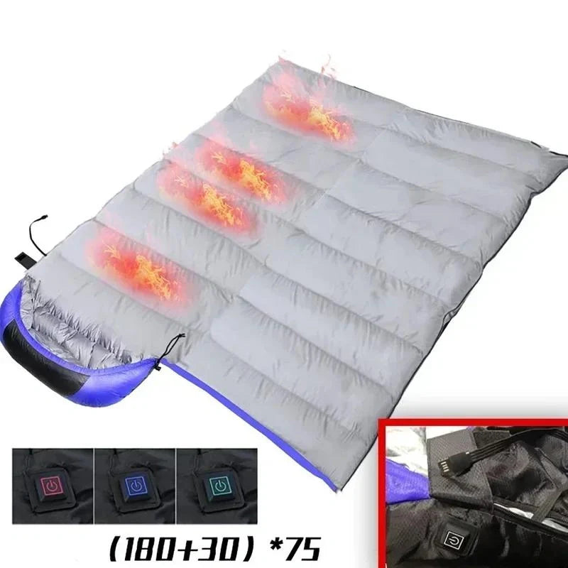 Equipaje Montaña - Saco de dormir para frío extremo con 4 zonas calefactoras usb