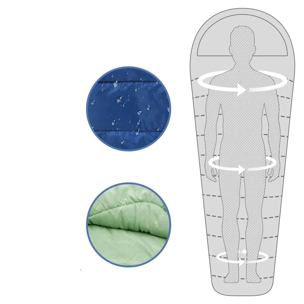 Equipaje Montaña - Saco de dormir resistente al frío y impermeable de algodón para acampar
