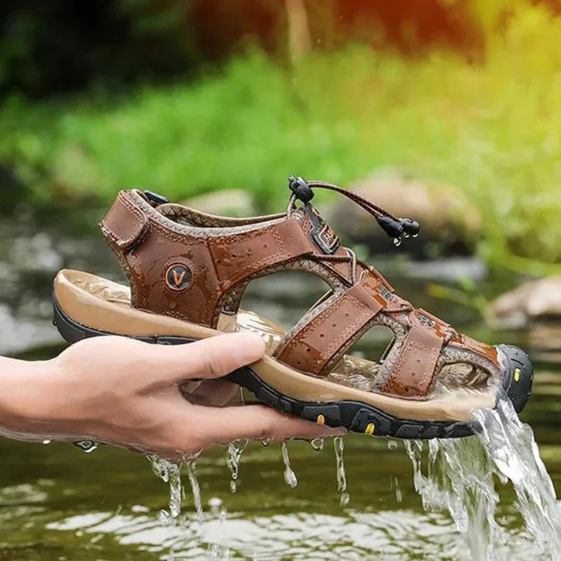 Equipaje Montaña - Sandalias de senderismo para hombre impermeables de cuero