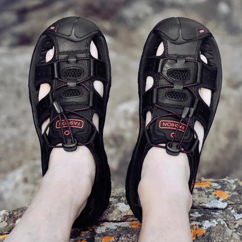Equipaje Montaña - Sandalias de senderismo para hombre impermeables de cuero