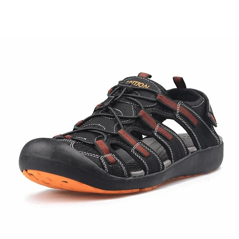 Equipaje Montaña - Sandalias de trekking para hombre negro y naranja