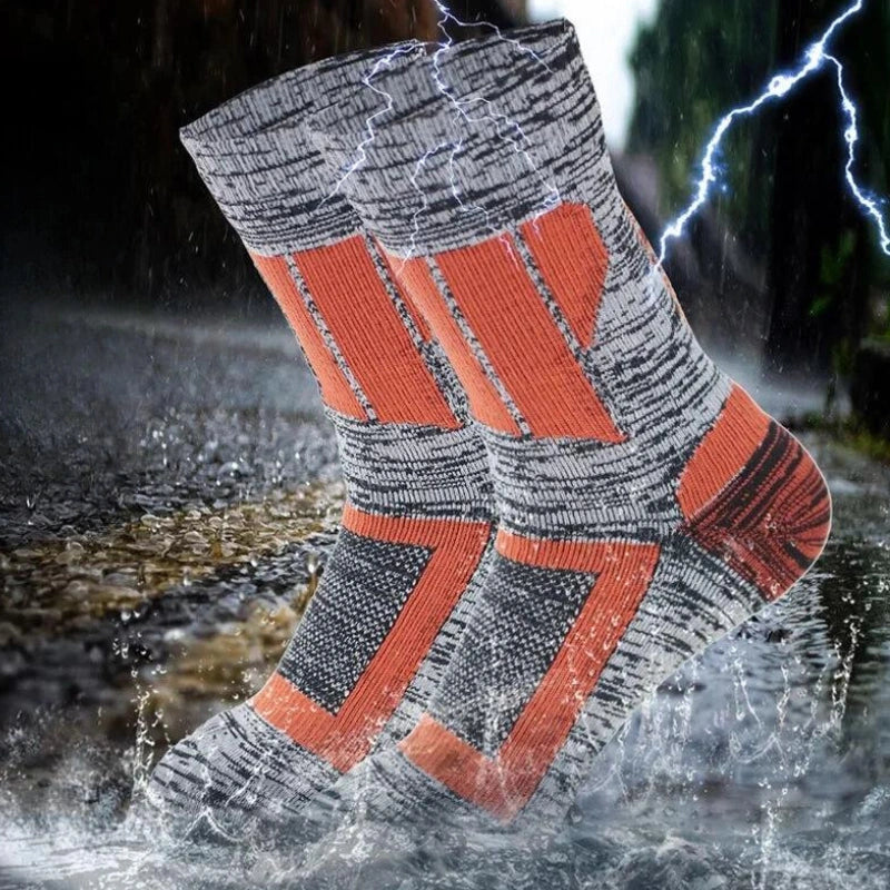 Equipaje Montaña - Calcetines de senderismo impermeables naranja y gris