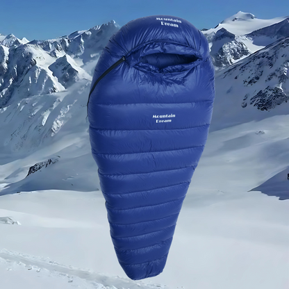 Equipaje Montaña - Saco de dormir para climas fríos extremos de plumas de ganso blanco y nailon