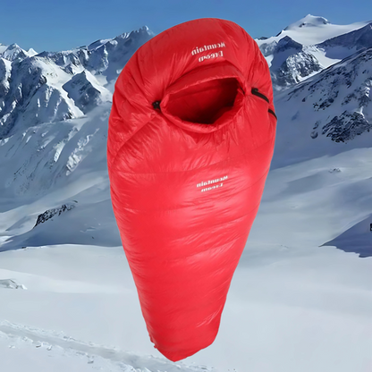 Equipaje Montaña - Saco de dormir para climas fríos extremos de plumas de ganso blanco y nailon