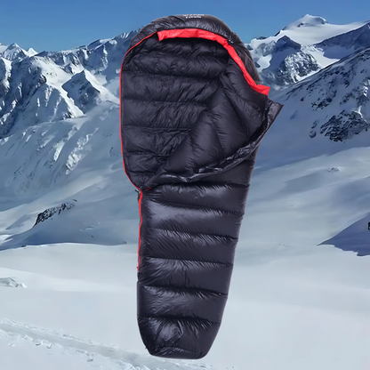 Equipaje Montaña - Saco de dormir para climas fríos extremos de plumas de ganso blanco y nailon