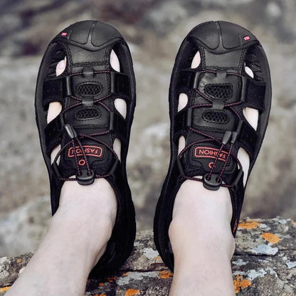 Equipaje Montaña - Sandalias de senderismo para hombre impermeables de cuero