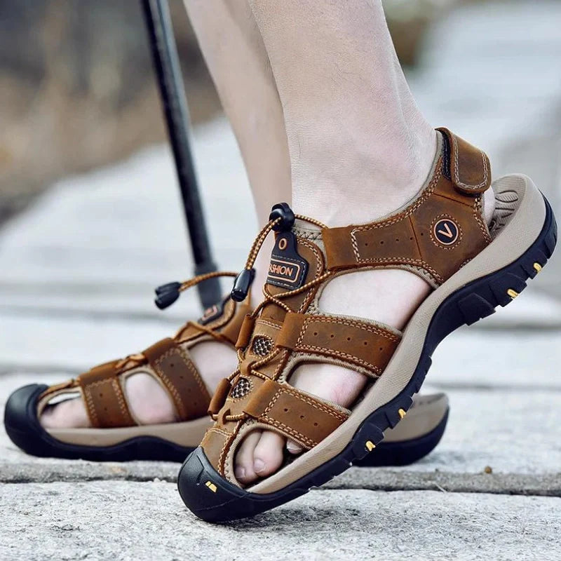 Equipaje Montaña - Sandalias de senderismo para hombre impermeables de cuero
