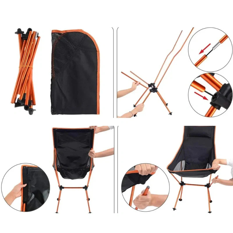 Equipaje Montaña - Silla de camping plegable ultra resistente con cojín integrado