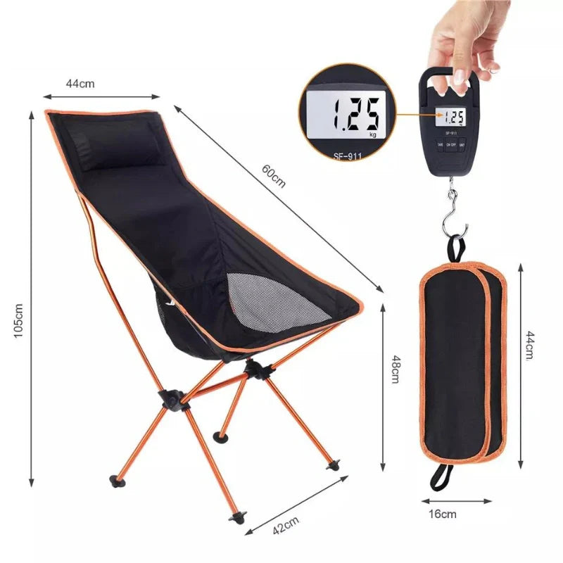 Equipaje Montaña - Silla de camping plegable ultra resistente con cojín integrado