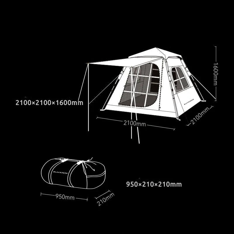 Equipaje Montaña - Tienda de campaña automática para 3-4 personas con techo panorámico