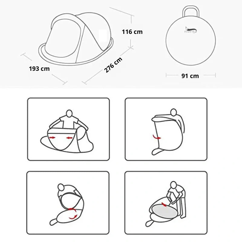 Equipaje Montaña - Tienda de campaña para 3/4 personas con apertura automática
