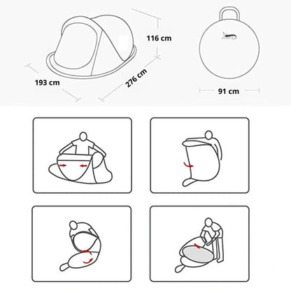 Equipaje Montaña - Tienda de campaña para 3/4 personas con apertura automática
