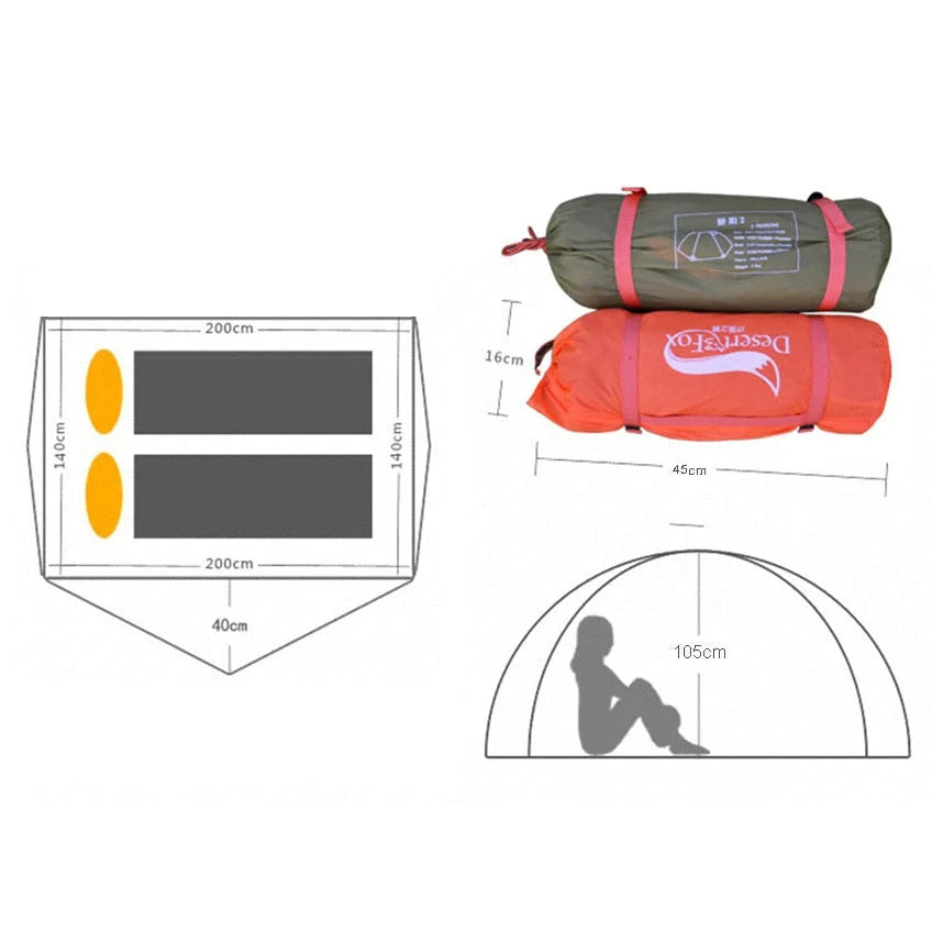 Equipaje Montaña - Tienda de campaña para excursiones de 2 personas